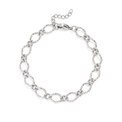 18K Gold PVD Stainless Steel Hammered Oval Chain Bracelet / BRJ1066