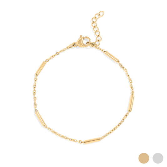 18K Gold PVD Stainless Steel Satellite Bar Chain Bracelet / BRJ1067