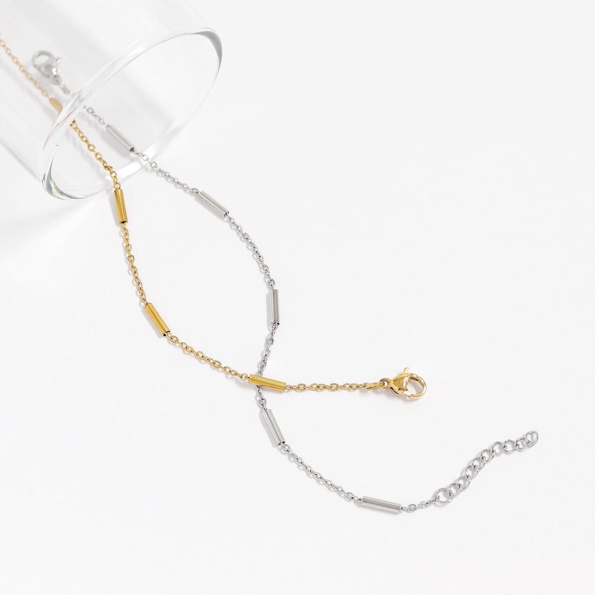 18K Gold PVD Stainless Steel Satellite Bar Chain Bracelet / BRJ1067