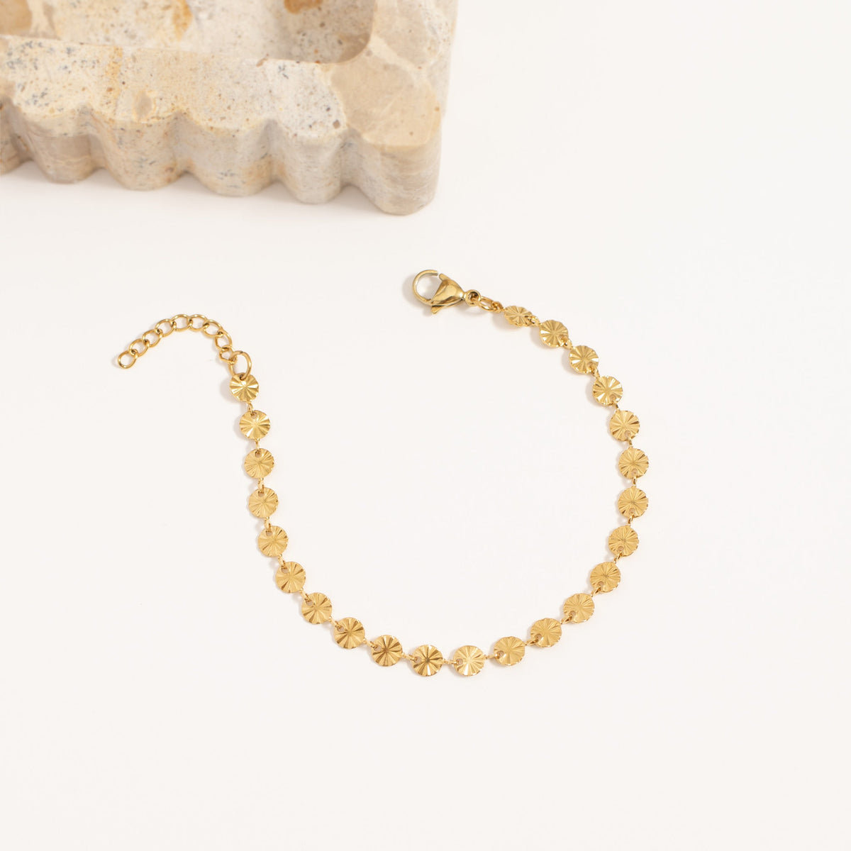 18K Gold PVD Stainless Steel Sunburst Chain Bracelet / BRJ1068