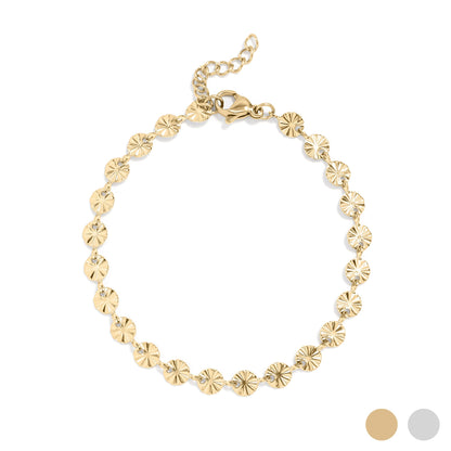 18K Gold PVD Stainless Steel Sunburst Chain Bracelet / BRJ1068