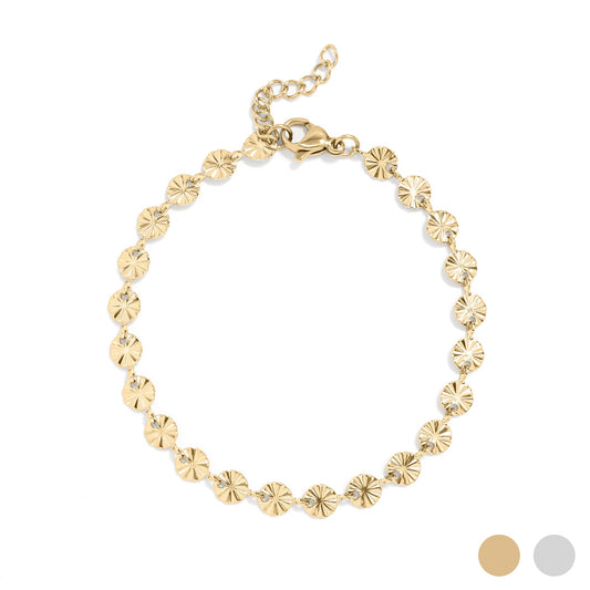 18K Gold PVD Stainless Steel Sunburst Chain Bracelet / BRJ1068