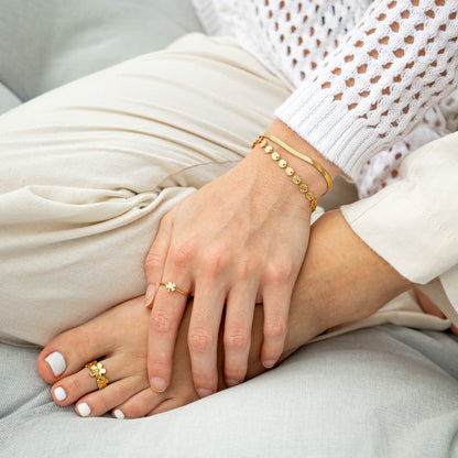 18K Gold PVD Stainless Steel Sunburst Chain Bracelet / BRJ1068