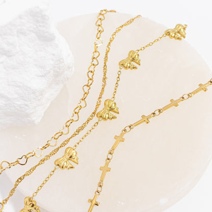 18K Gold PVD Stainless Steel Cross Chain Bracelet / BRJ1062