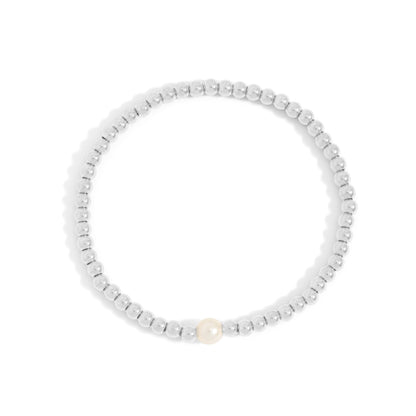 18K Gold PVD Stainless Steel Stretch Bracelet with Pearl / BRJ1071