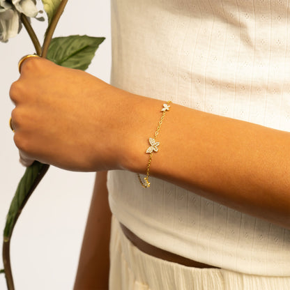 18K Gold PVD Stainless Steel Butterfly Bracelet / BRJ1075