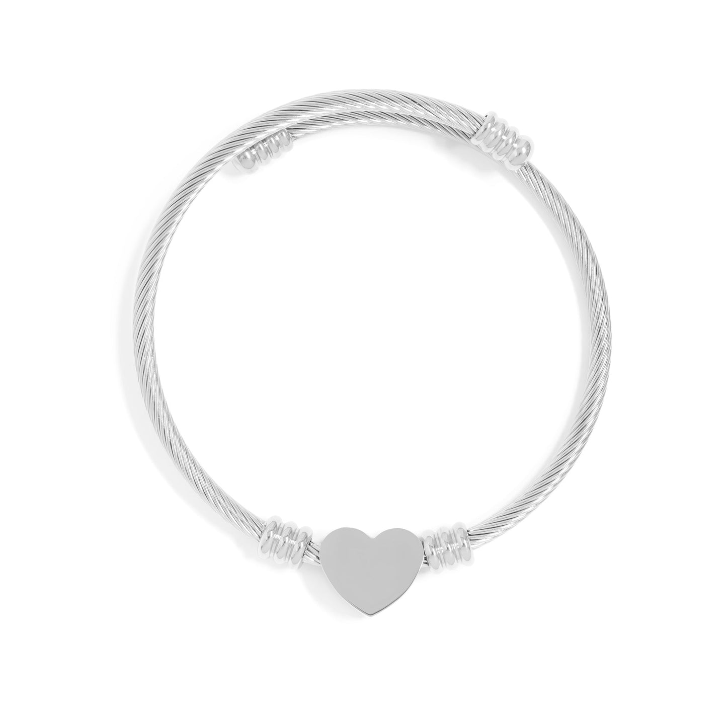 18K Gold PVD Stainless Steel Engraveable Heart Cuff Bracelet / BRJ1077