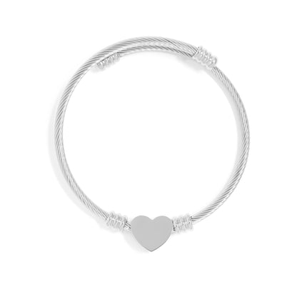 18K Gold PVD Stainless Steel Engraveable Heart Cuff Bracelet / BRJ1077