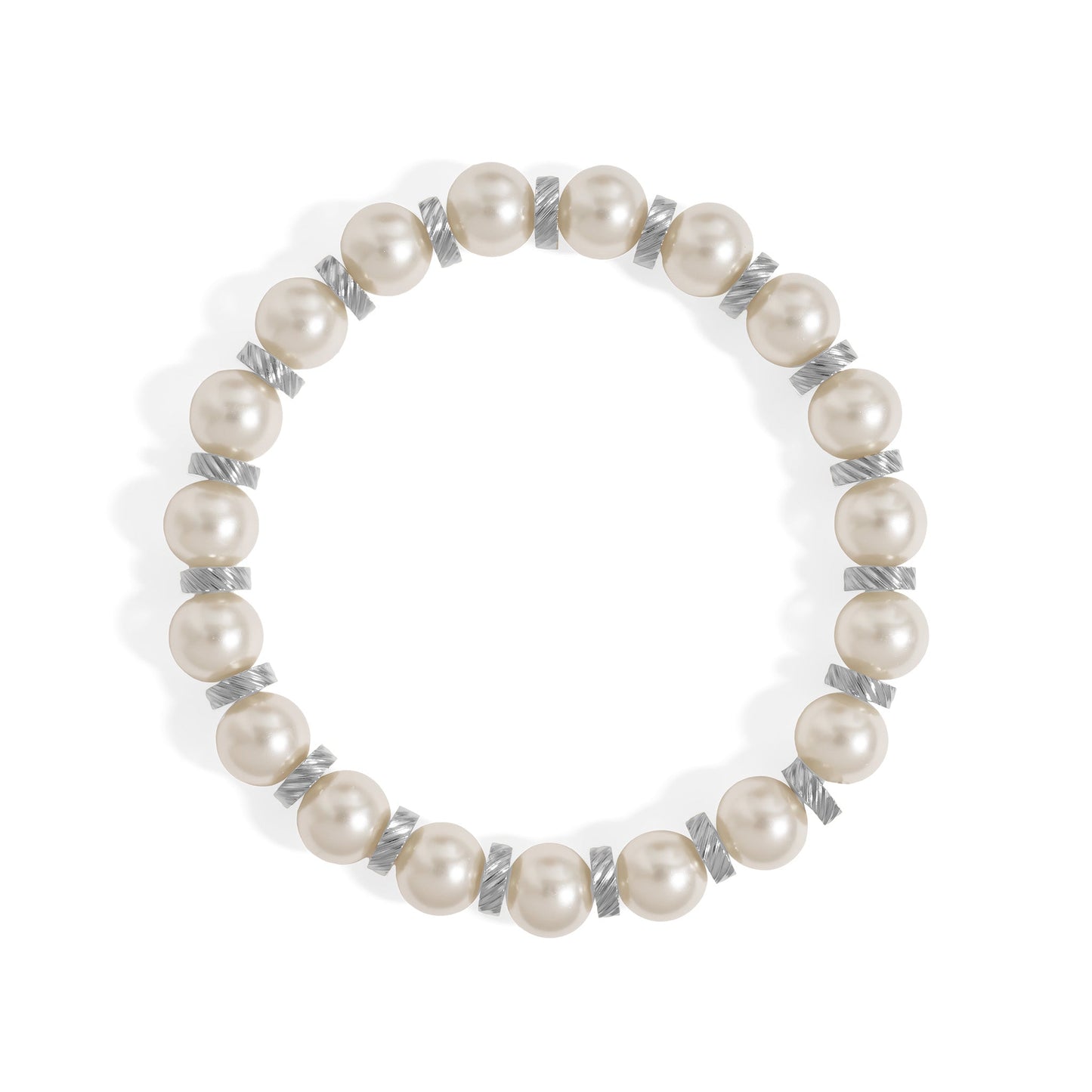 18K Gold PVD 8mm Kiska Glass Pearl Beaded Stretch Bracelet / BRJ1082