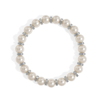 18K Gold PVD 8mm Kiska Glass Pearl Beaded Stretch Bracelet / BRJ1082