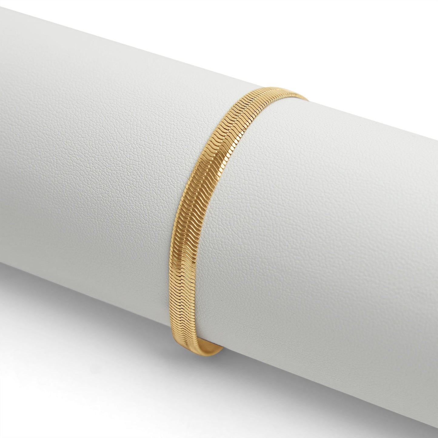 18K Gold PVD Stainless Steel Herringbone Chain Bracelet / BRJ9082