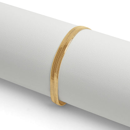 18K Gold PVD Stainless Steel Herringbone Chain Bracelet / BRJ9082