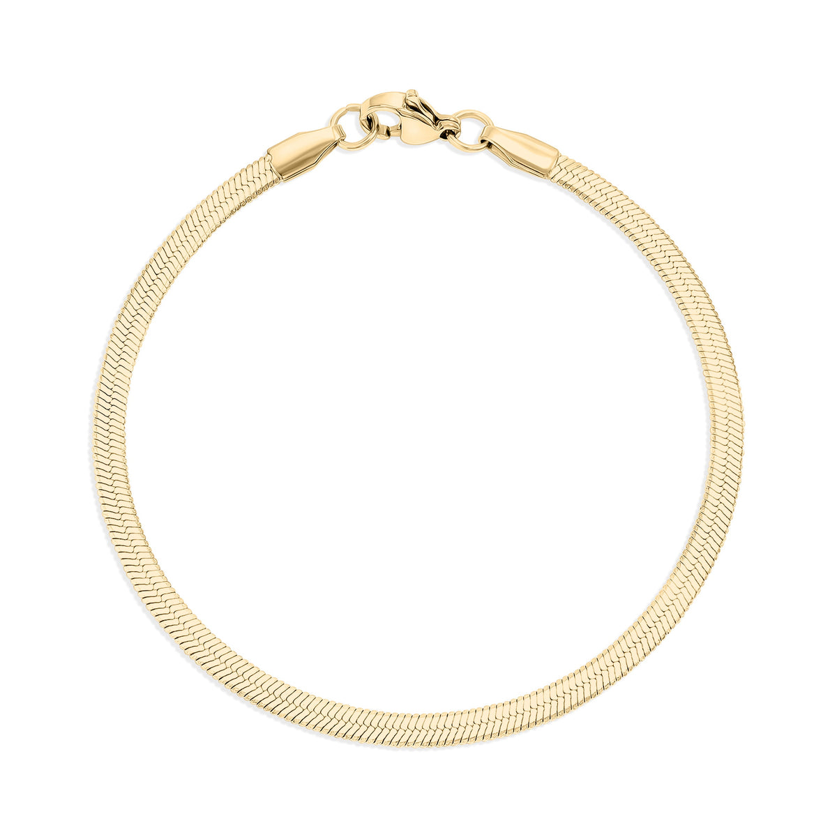 18K Gold PVD Stainless Steel Herringbone Chain Bracelet / BRJ9082