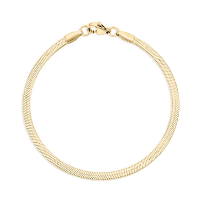 18K Gold PVD Stainless Steel Herringbone Chain Bracelet / BRJ9082