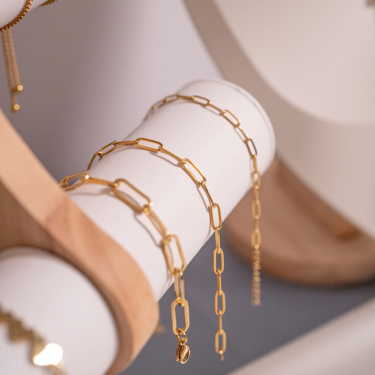 18K Gold PVD Stainless Steel Paperclip Chain Bracelet / BRJ1001