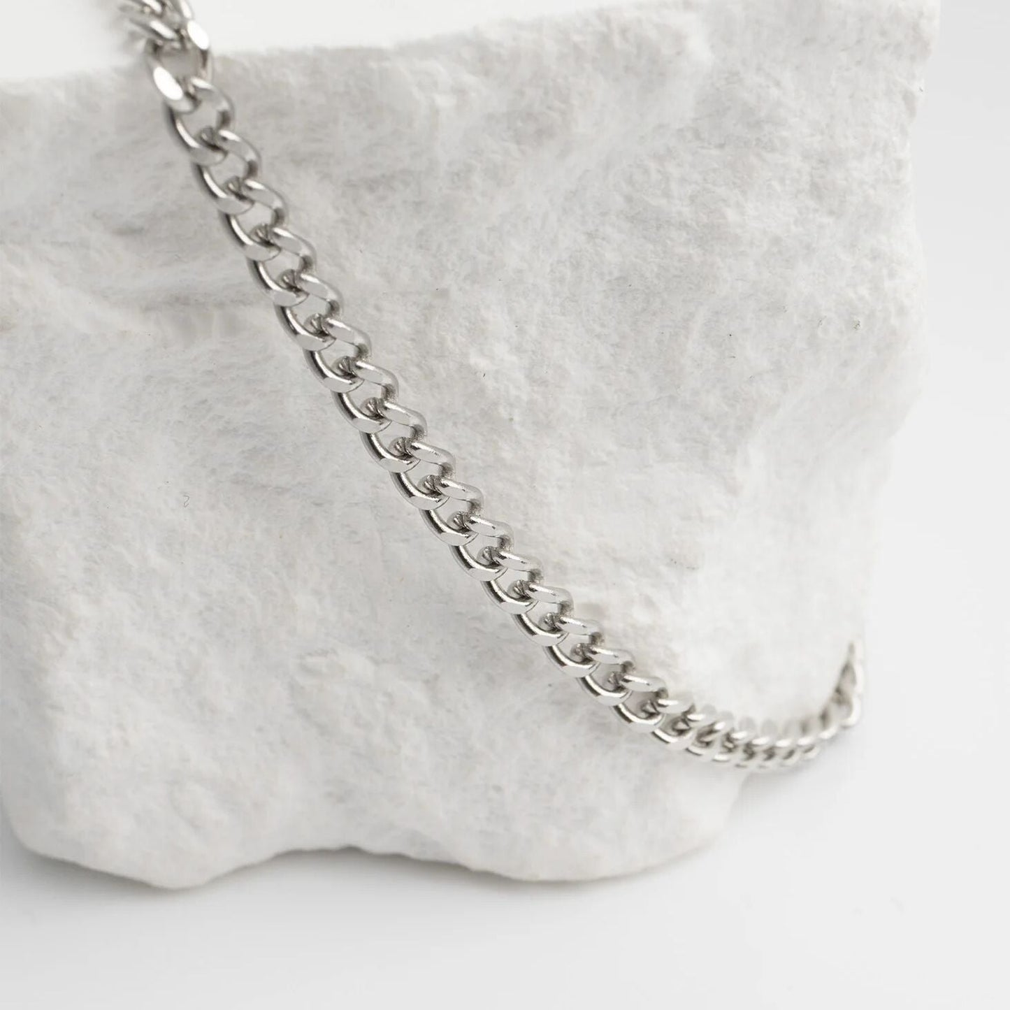 Stainless Steel Diamond Cut Curb Chain Bracelet or Anklet / BRJ9095