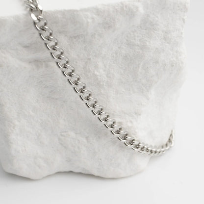 Stainless Steel Diamond Cut Curb Chain Bracelet or Anklet / BRJ9095