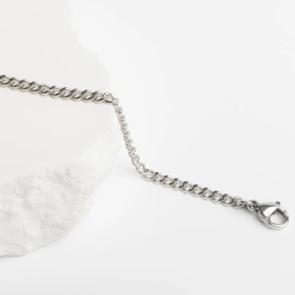 Stainless Steel Diamond Cut Curb Chain Bracelet or Anklet / BRJ9095