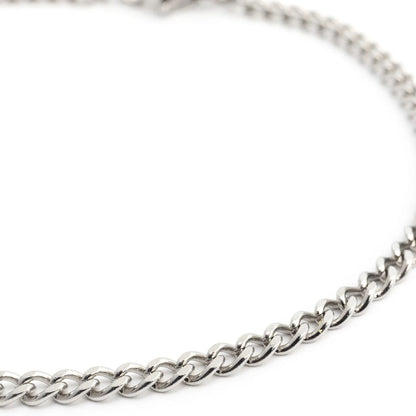 Stainless Steel Diamond Cut Curb Chain Bracelet or Anklet / BRJ9095