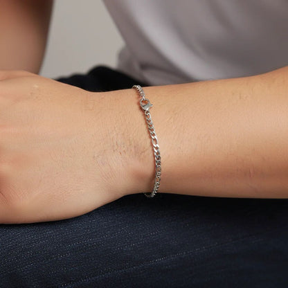 Stainless Steel Figaro Chain Bracelet / BRJ9096