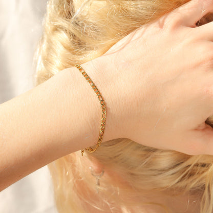 18K Gold PVD Stainless Steel Figaro Chain Necklace / CHN9600