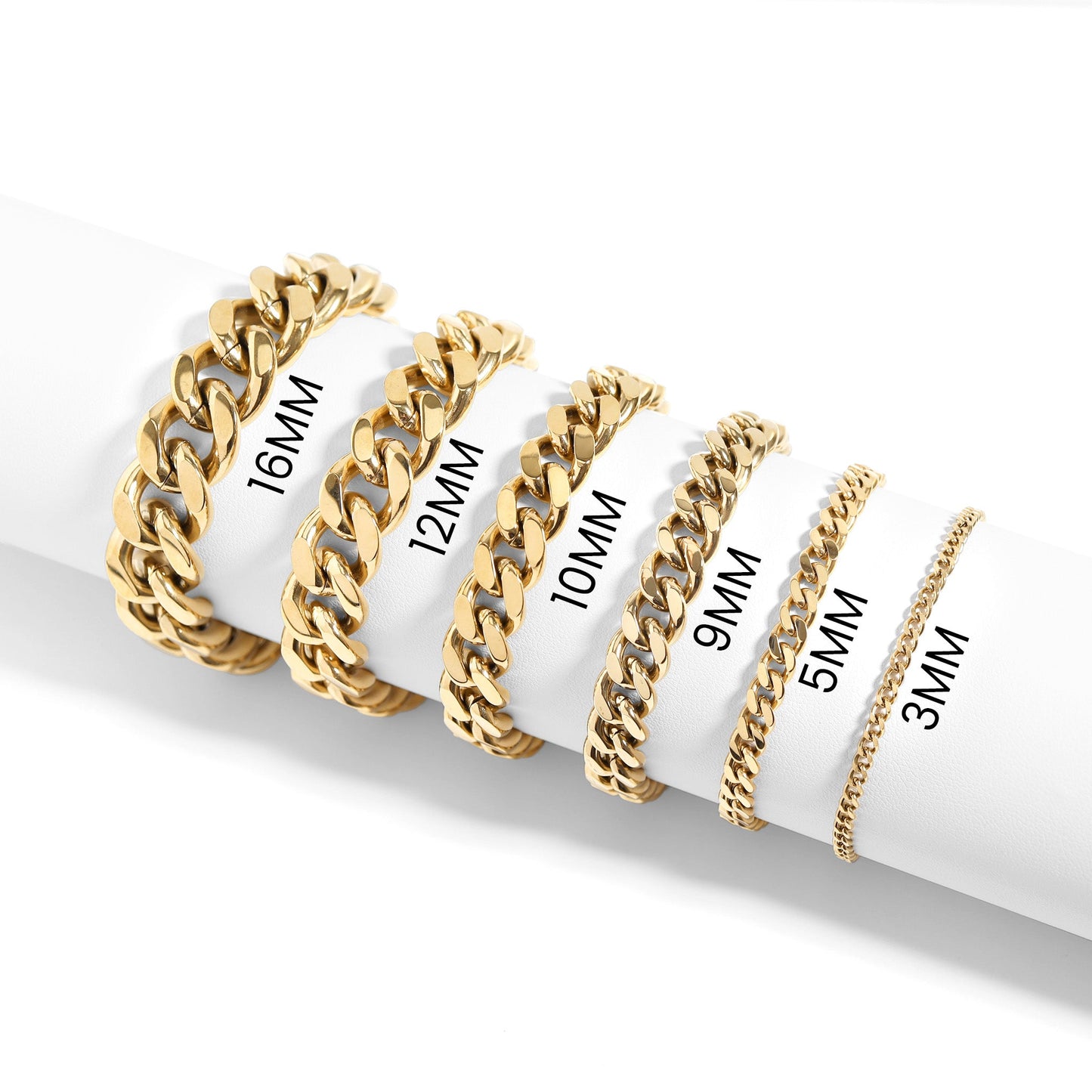 18K Gold PVD Stainless Steel Diamond Cut Curb Chain Bracelet / BRJ9098
