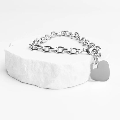 Stainless Steel Blank Heart Bracelet/Anklet / BRK1036