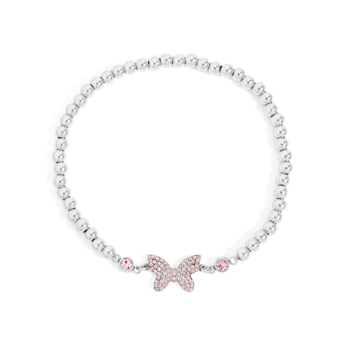 18K Gold PVD Stainless Steel Butterfly Beaded Stretch Bracelet / BRJ1074