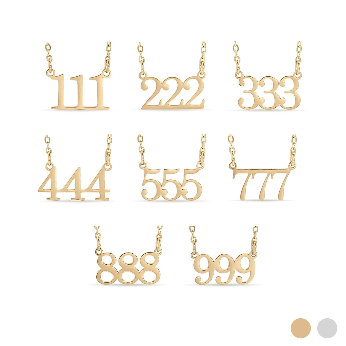 18K Gold PVD Stainless Steel Angel Number Necklace / CHN0045