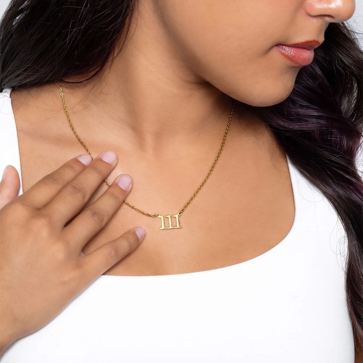 18K Gold PVD Stainless Steel Angel Number Necklace / CHN0045