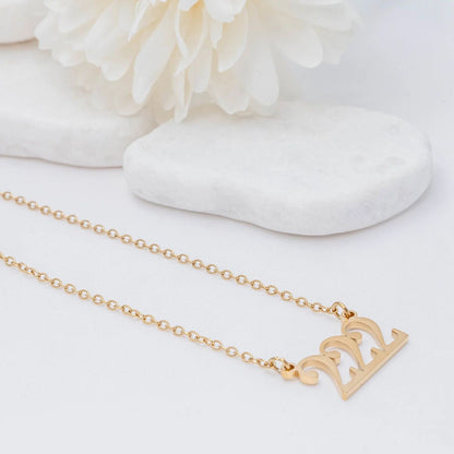 18K Gold PVD Stainless Steel Angel Number Necklace / CHN0045