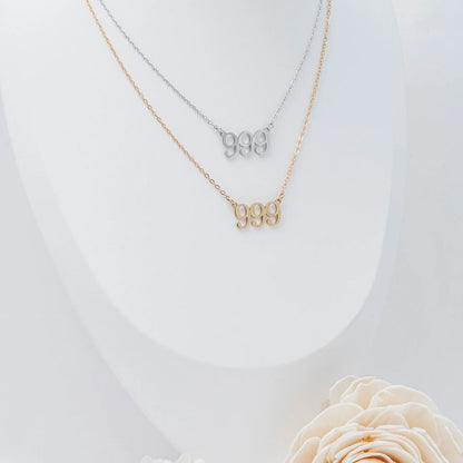 18K Gold PVD Stainless Steel Angel Number Necklace / CHN0045