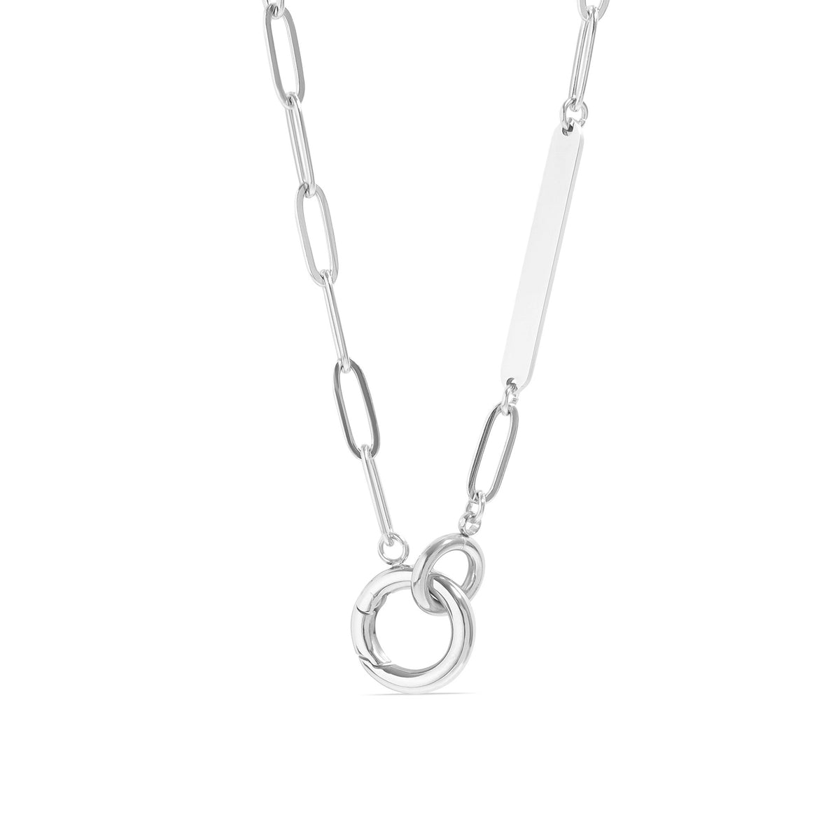 18K Gold PVD Engravable Paperclip Charm Holder Necklace / CHN0079
