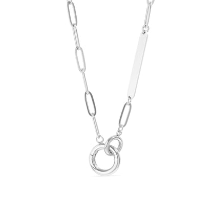 18K Gold PVD Engravable Paperclip Charm Holder Necklace / CHN0079