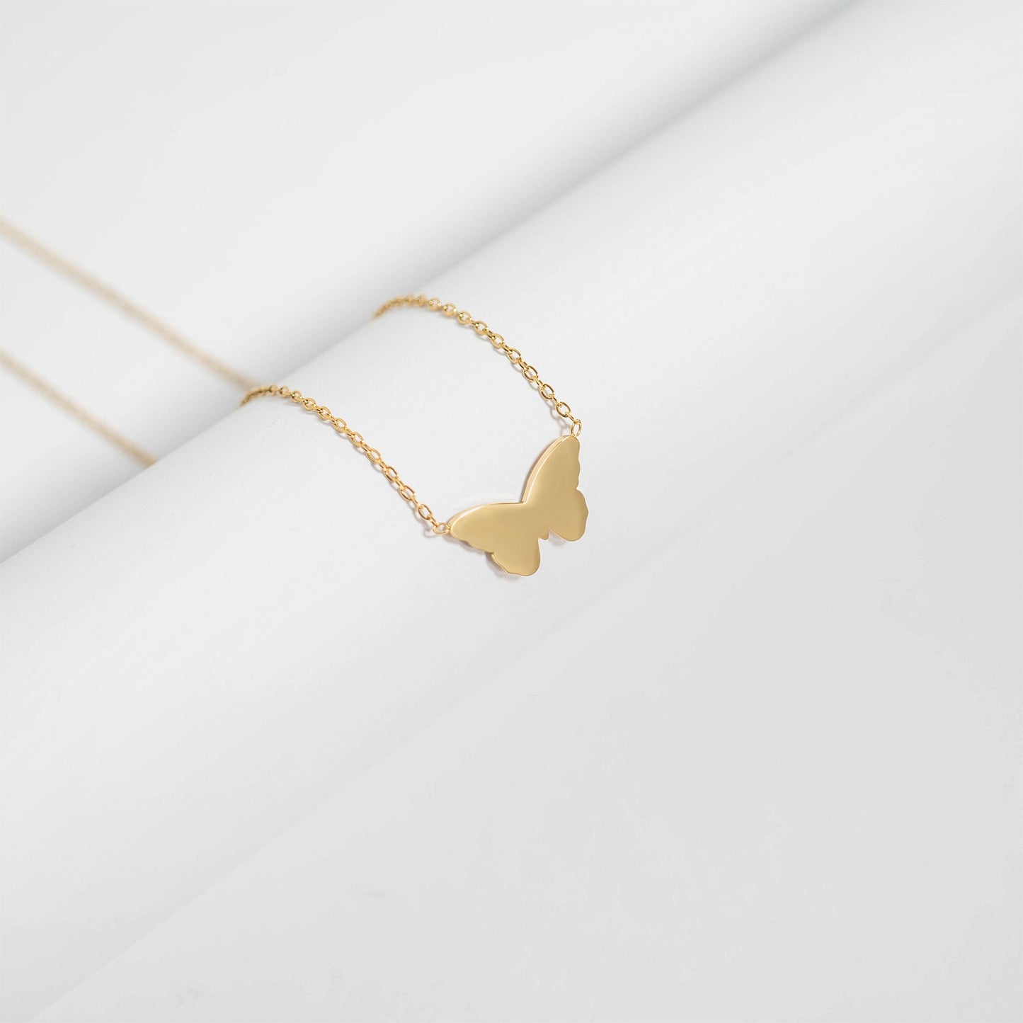 18K Gold PVD Stainless Steel Blank Engravable Butterfly Necklace / CHN0084