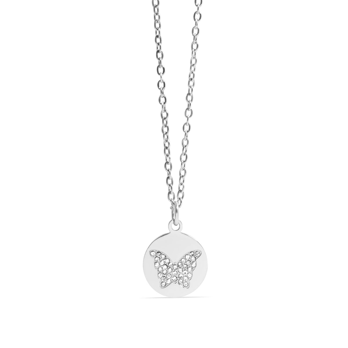 18K Gold PVD Stainless Steel Stone Butterfly Pendant Necklace / CHN0085