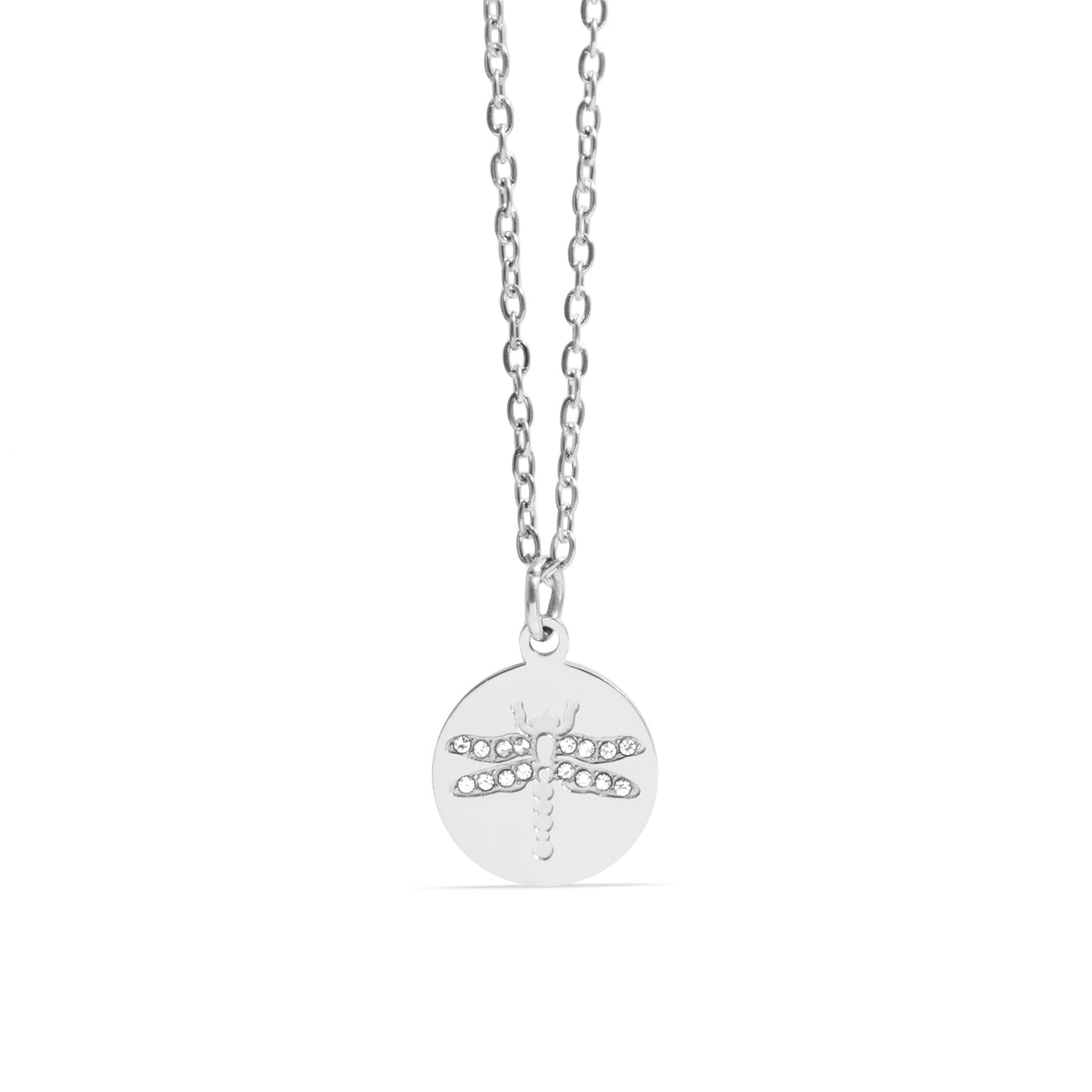 18K Gold PVD Stainless Steel Stone Dragonfly Pendant Necklace / CHN0087