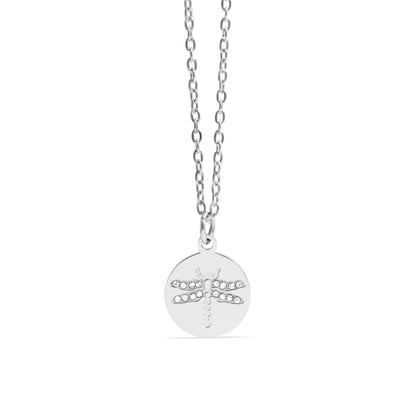 18K Gold PVD Stainless Steel Stone Dragonfly Pendant Necklace / CHN0087