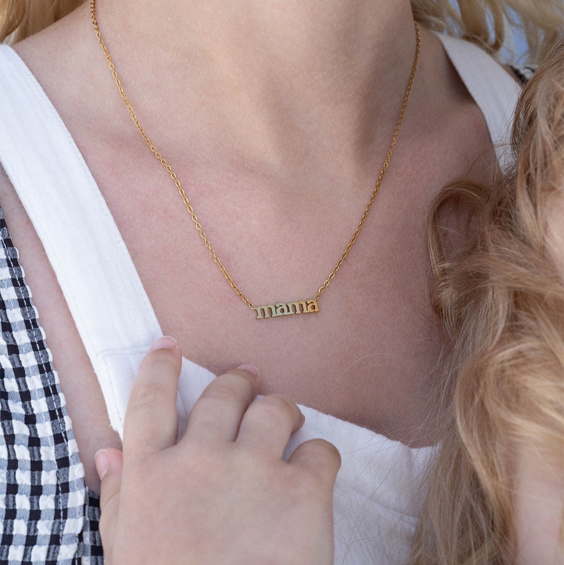 18K Gold PVD Stainless Steel Mama Necklace / CHN0090