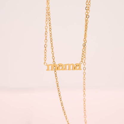 18K Gold PVD Stainless Steel Mama Necklace / CHN0090