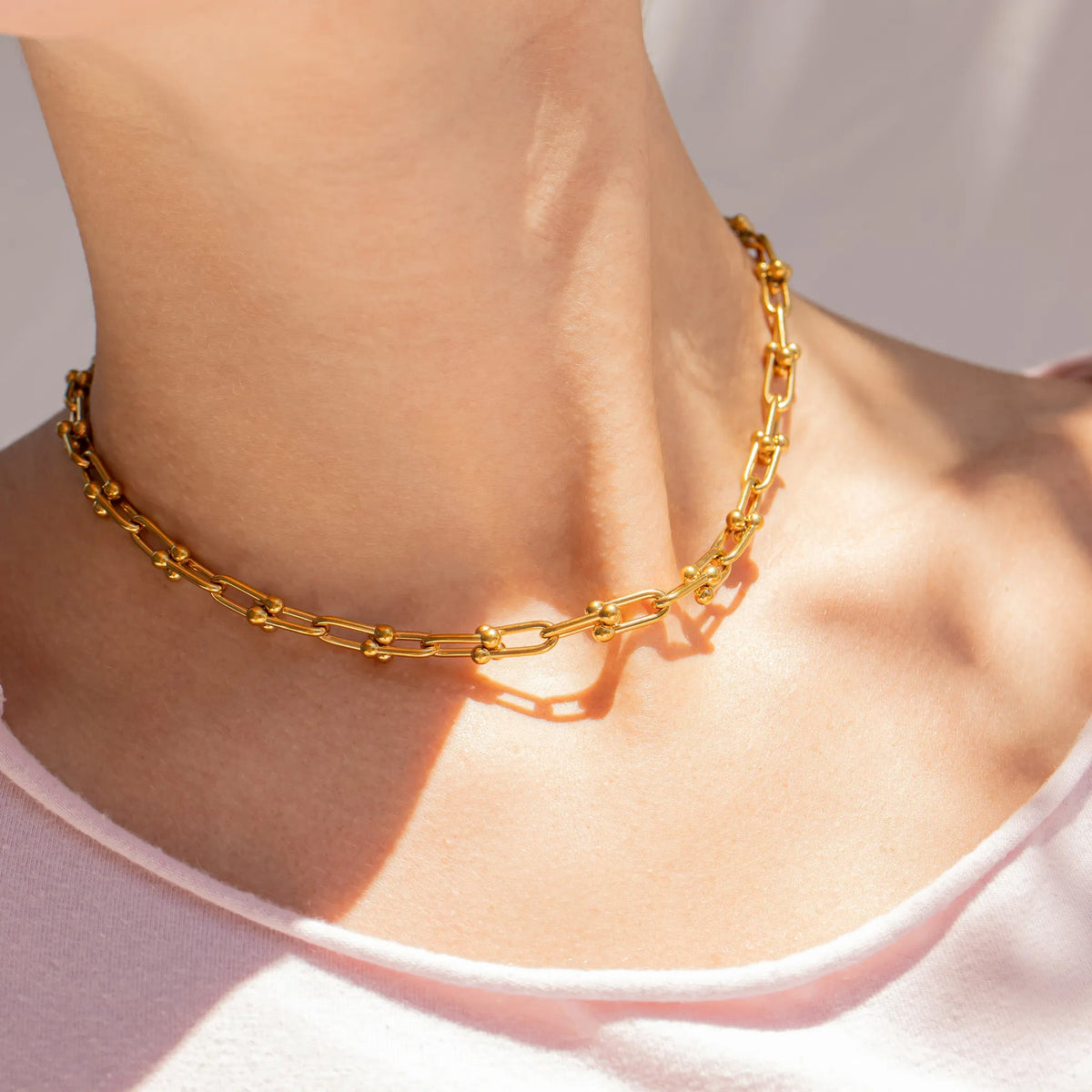 18K Gold PVD Stainless Steel Hardware Necklace / CHN0091