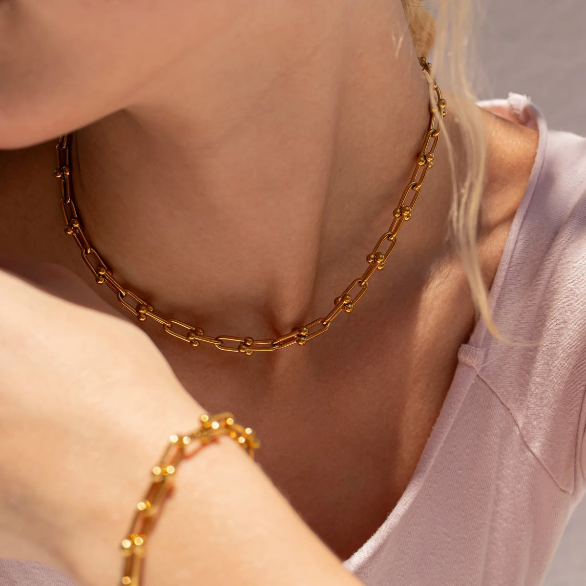 18K Gold PVD Stainless Steel Hardware Necklace / CHN0091