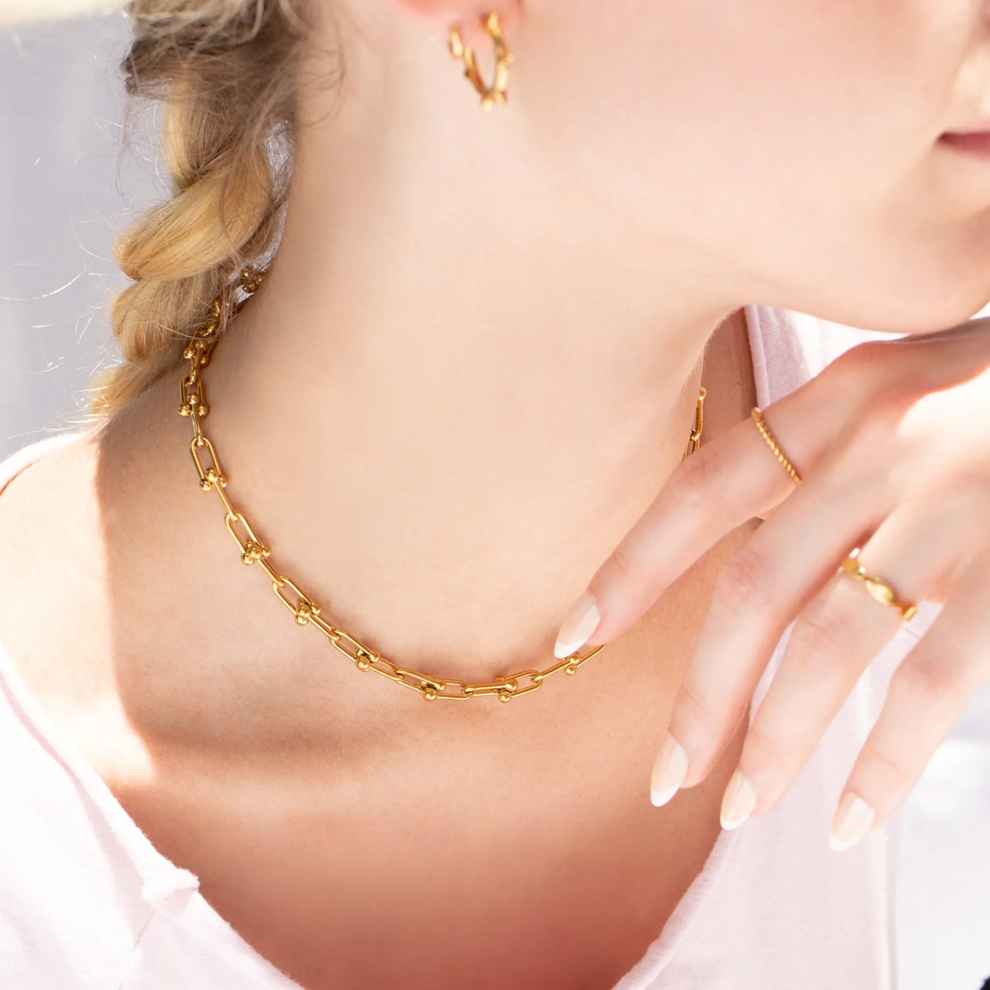 18K Gold PVD Stainless Steel Hardware Necklace / CHN0091