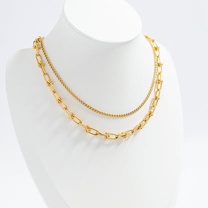 18K Gold PVD Stainless Steel Hardware Necklace / CHN0091