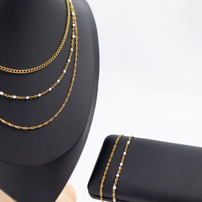 18K Gold PVD Stainless Steel White Confetti Bracelet / BRJ1059
