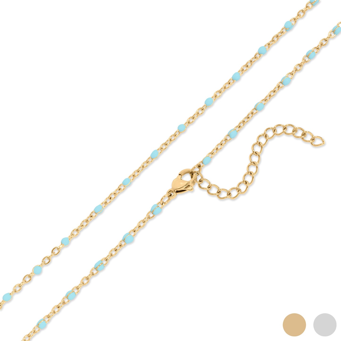 18K Gold Stainless Steel Turquoise Chain Necklace / CHN0094