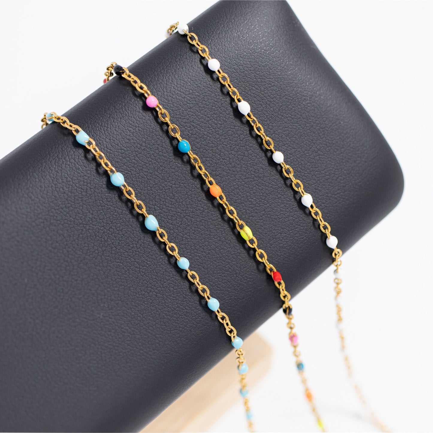 18K Gold Stainless Steel Turquoise Chain Necklace / CHN0094