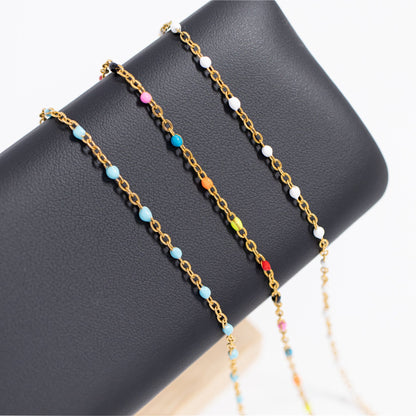 18K Gold Stainless Steel Turquoise Chain Necklace / CHN0094