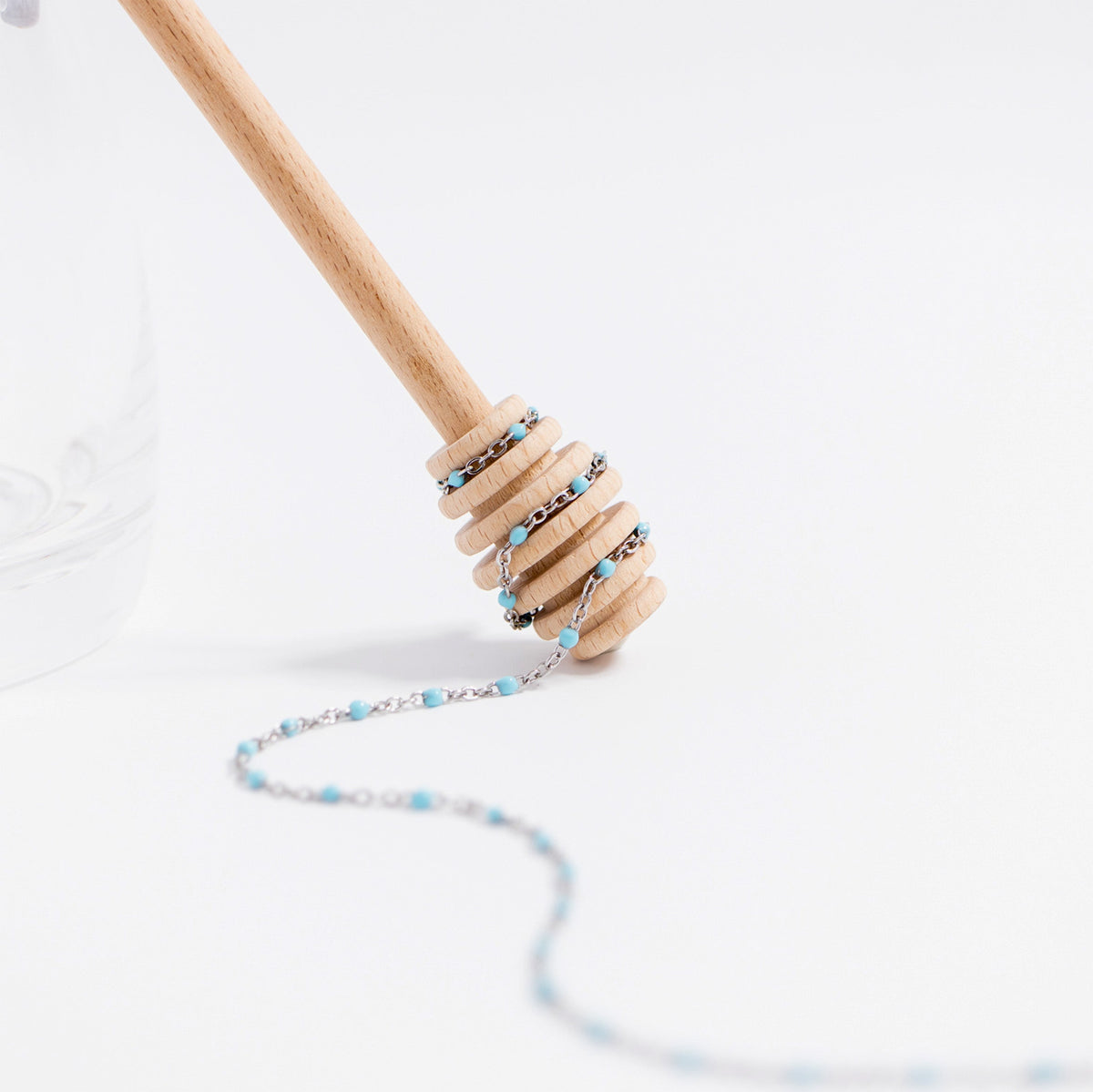 18K Gold Stainless Steel Turquoise Chain Necklace / CHN0094