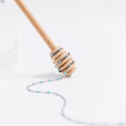 18K Gold Stainless Steel Turquoise Chain Necklace / CHN0094